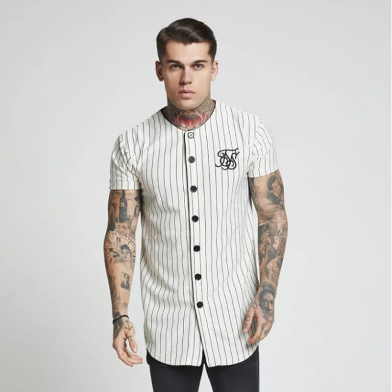 Fashion 2019 Summer Men Streetwear Hip Hop T shirts Sik Silk Embroidered Silk Baseball Jersey Striped Shirt Men Brand Clothing
Fashion 2019 Summer Men Streetwear Hip Hop T shirts Sik Silk Embroidered Silk Baseball Jersey Striped Shirt Men Brand Clothing