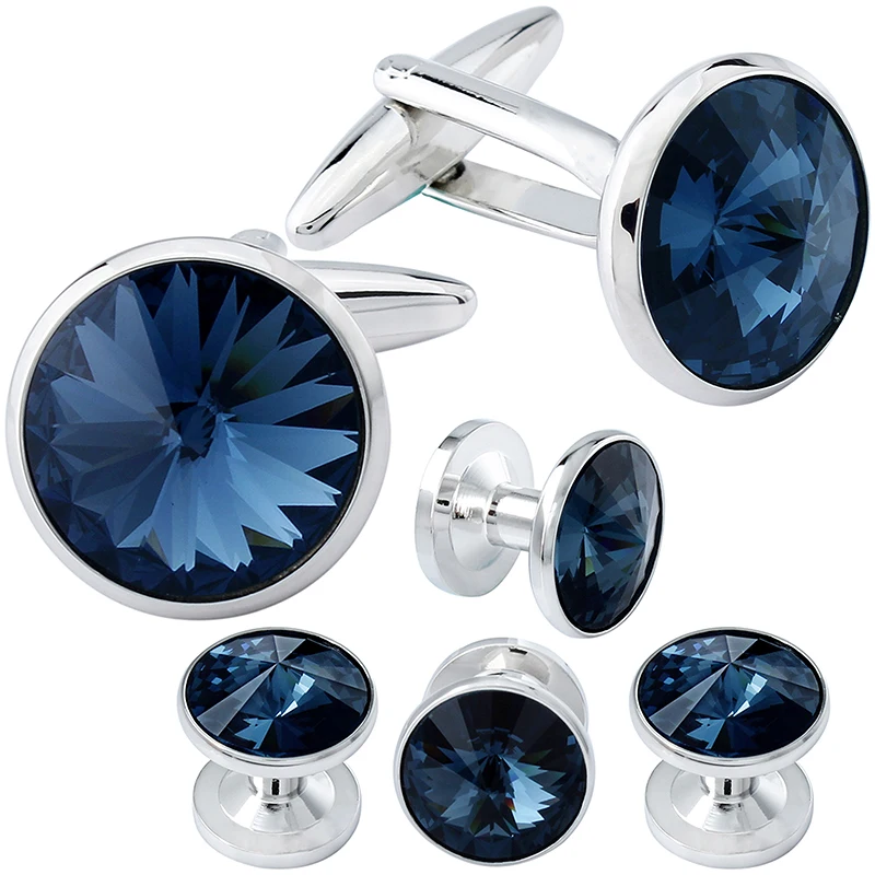 HAWSON Cufflink and Studs Tuxedo Set Silver Color with Swarovski Crystals in Jet Hematite, Dark Blue, Crystal Grey,Purple, Green
HAWSON Cufflink and Studs Tuxedo Set Silver Color with Swarovski Crystals in Jet Hematite, Dark Blue, Crystal Grey,Purple, Green