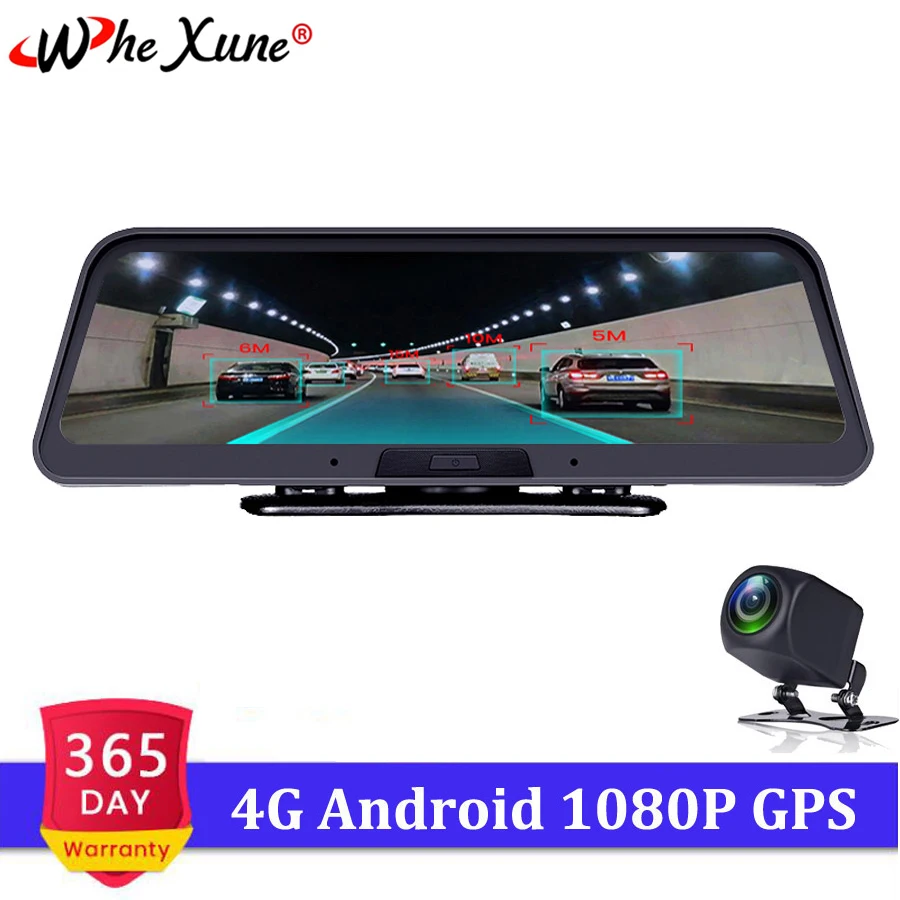 WHEXUNE 10 дюймов 4G ADAS Автомобильный видеорегистратор камера Wifi Android GPS навигация 1080P