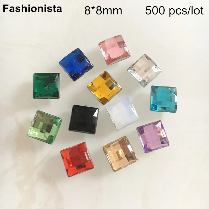 Bulk 500 pcs 8*8mm Rhinestone Faceted Square Cabochon Flat Back Beads For Scrapbook Decoration Different Colors | Украшения и