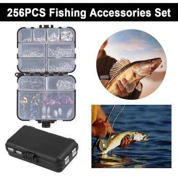 256pcs Fishing Tackle Box Set Fishing Accessories Kit Crank Hooks Sinker Weights Swivels Snaps Connectors Beads
256pcs Fishing Tackle Box Set Fishing Accessories Kit Crank Hooks Sinker Weights Swivels Snaps Connectors Beads