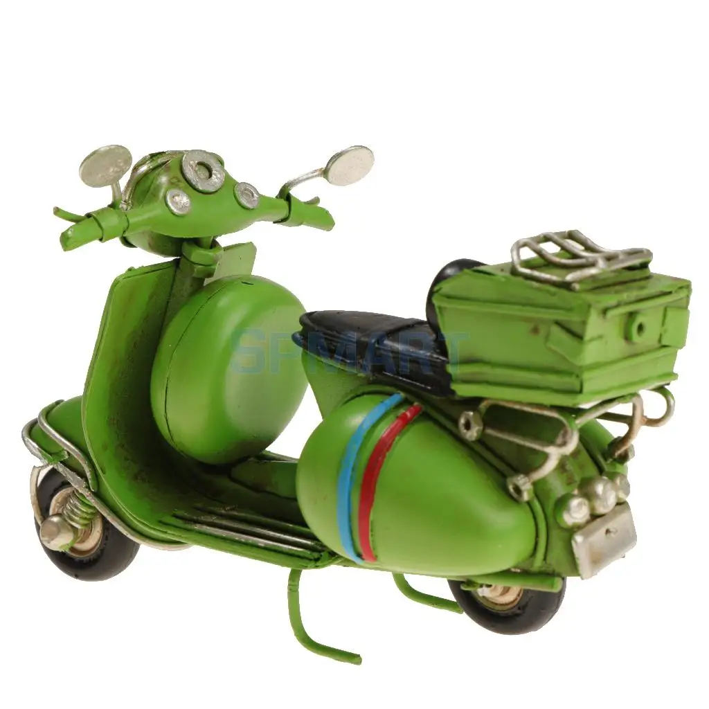 Vintage Motorcycle Model Handmade Mini Car Bar Decor Kids Gift Toy -Green