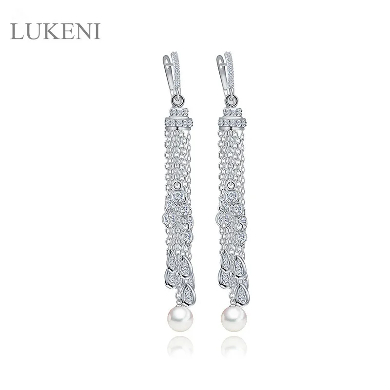 LUKENI Elegant Design Top Quality Micro Inlay AAA Zircon Pearl Long Tassel earrings Fashion Women Luxury Wedding JEWELRY
LUKENI Elegant Design Top Quality Micro Inlay AAA Zircon Pearl Long Tassel earrings Fashion Women Luxury Wedding JEWELRY
