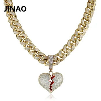 JINAO Gold Silver Color Broken Heart Iced Out Chian Pendant & Necklace Statement Cubic Zircon Necklace Hip Hop Men Jewelry Gifts
JINAO Gold Silver Color Broken Heart Iced Out Chian Pendant & Necklace Statement Cubic Zircon Necklace Hip Hop Men Jewelry Gifts