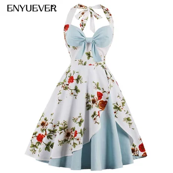 Enyuever Rockabilly Dress Women Casual Halter Cotton Swing Bow Floral Print Patchwork Robe Retro Vintage Dress Plus Size Clothes
Enyuever Rockabilly Dress Women Casual Halter Cotton Swing Bow Floral Print Patchwork Robe Retro Vintage Dress Plus Size Clothes