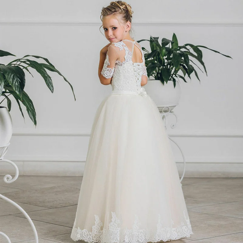 Flower Girl Dresses White Lace Applique Half Sleeve Weddings Evening For Girls First Holy Communion Pageant Dresses
Flower Girl Dresses White Lace Applique Half Sleeve Weddings Evening For Girls First Holy Communion Pageant Dresses