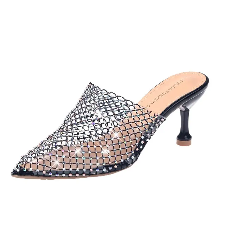 Handmade Sexy Mesh Rhinestone Slippers Women Shoes Summer Thin Heels Pointed Toe Female Slides Breathable Half Sandal
Handmade Sexy Mesh Rhinestone Slippers Women Shoes Summer Thin Heels Pointed Toe Female Slides Breathable Half Sandal