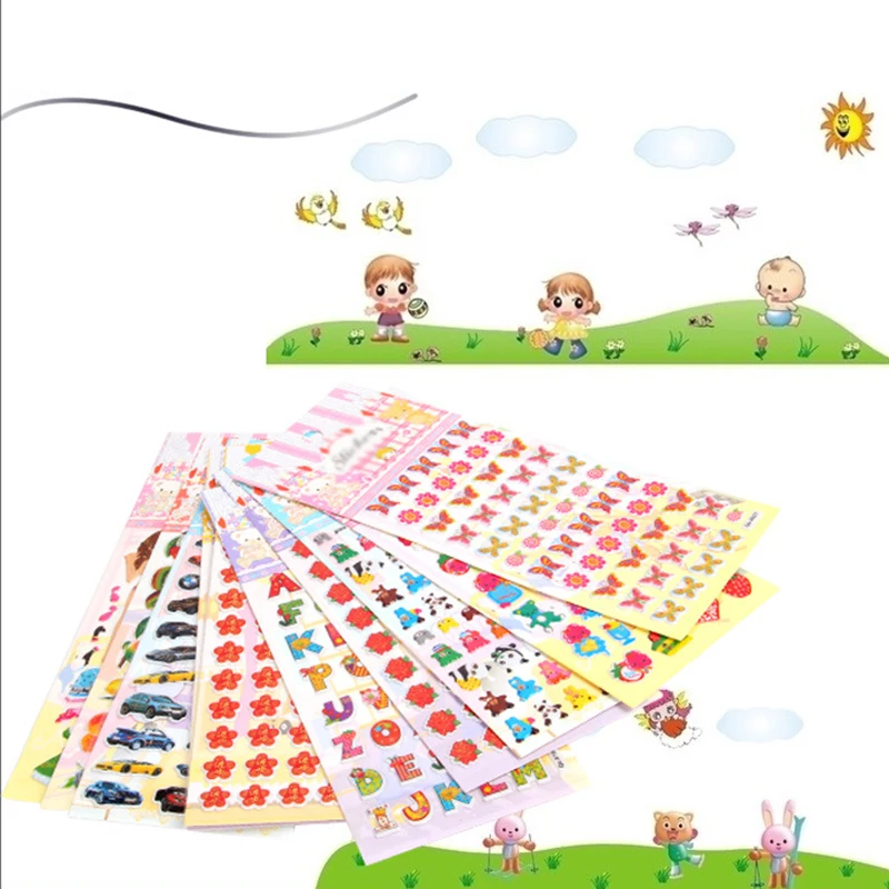 2016 Stereo Cartoon Change One's Clothes Children Bubble Kindergarten Reward Fruit letter Stickers Adhesive Paper 1PCS CTZ07 | Игрушки и