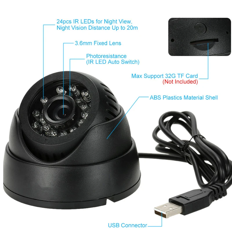 Home Security DVR Dome BNC Camera 1G-32G TF Card Slot Support Loop Recording PC/TV Live View Night Vision
Home Security DVR Dome BNC Camera 1G-32G TF Card Slot Support Loop Recording PC/TV Live View Night Vision