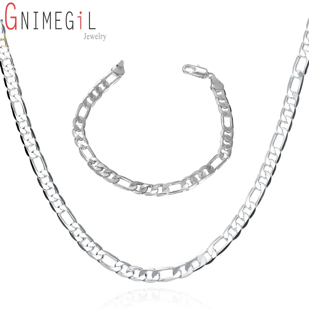 GNIMEGIL New Arrival 4MM Men's Figaro Chain Necklace Bracelet Jewelry Sets Trendy Silver Plated Necklaces Bracelets for Men
GNIMEGIL New Arrival 4MM Men's Figaro Chain Necklace Bracelet Jewelry Sets Trendy Silver Plated Necklaces Bracelets for Men