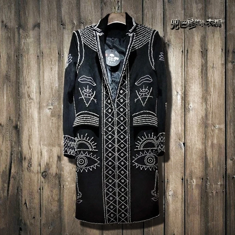 The new pearl embroidered suit with a long coat and the same style of night club show coat S-XXL
The new pearl embroidered suit with a long coat and the same style of night club show coat S-XXL