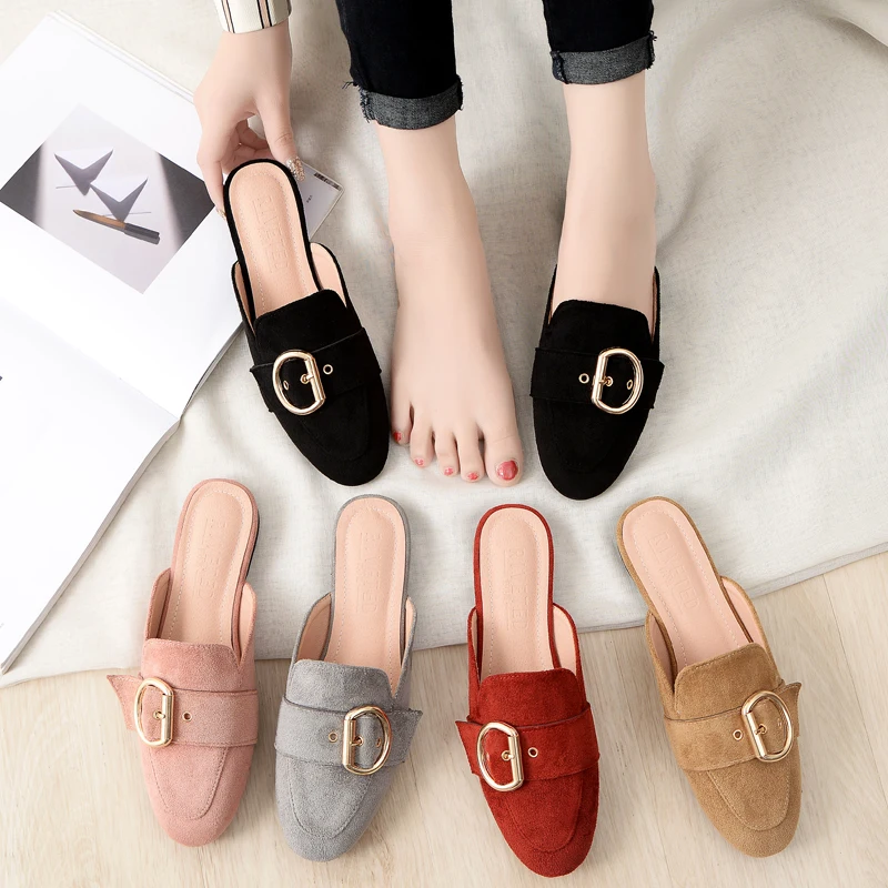 Brand Mules Slippers Woman Suede Leather Sandals Summer Metal Buckle Slides Slippers Ladies Flat Flip Flops Women Big Size Shoes
Brand Mules Slippers Woman Suede Leather Sandals Summer Metal Buckle Slides Slippers Ladies Flat Flip Flops Women Big Size Shoes