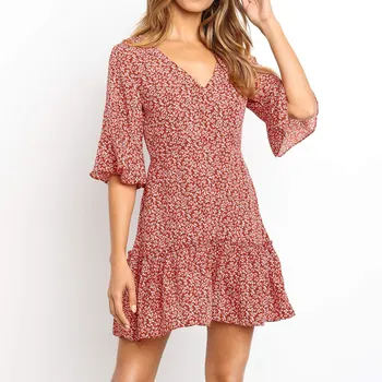 2020 Summer Dress Broken Flowers Chiffon Dress Sexy V neck Party Mini Dresses Casual Loose Vintage Vestidos Ruffles Women Dress
2020 Summer Dress Broken Flowers Chiffon Dress Sexy V neck Party Mini Dresses Casual Loose Vintage Vestidos Ruffles Women Dress