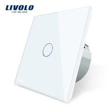 Livolo Standard de L'UE Interrupteur Mural Tactile De Luxe Blanc Cristal En Verre, 1 Gang 1 Way Switch, AC 220-250 C701-11/2/3/5(China)
