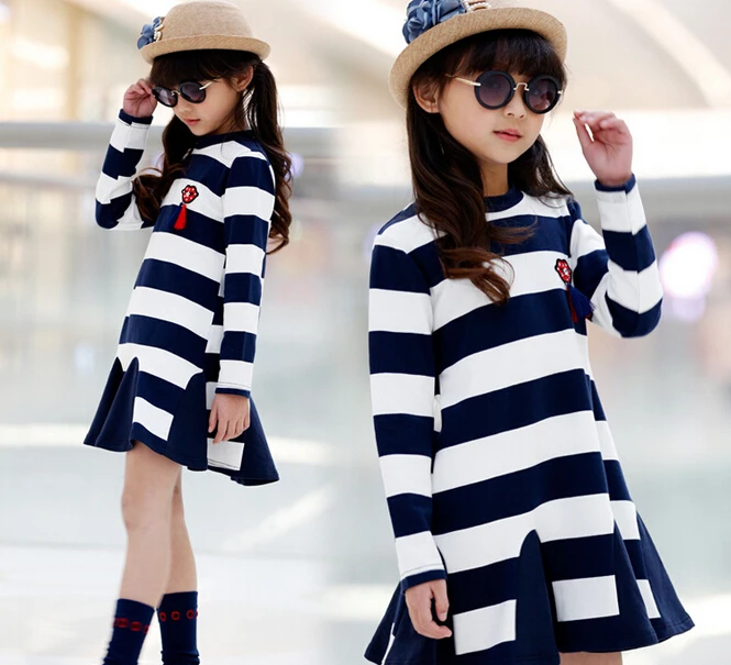 Girls Striped Dresses Children Spring Autumn Long Sleeve Princess Dresses Kids Casual Red Lip Decoration Dresses
Girls Striped Dresses Children Spring Autumn Long Sleeve Princess Dresses Kids Casual Red Lip Decoration Dresses