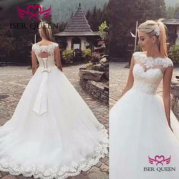 Illusion O-neckline with Embroidery Crystal and Bright Sequined on Lustrous Satin Lace up Hollow and Bow Bridal Dresses w0016
Illusion O-neckline with Embroidery Crystal and Bright Sequined on Lustrous Satin Lace up Hollow and Bow Bridal Dresses w0016