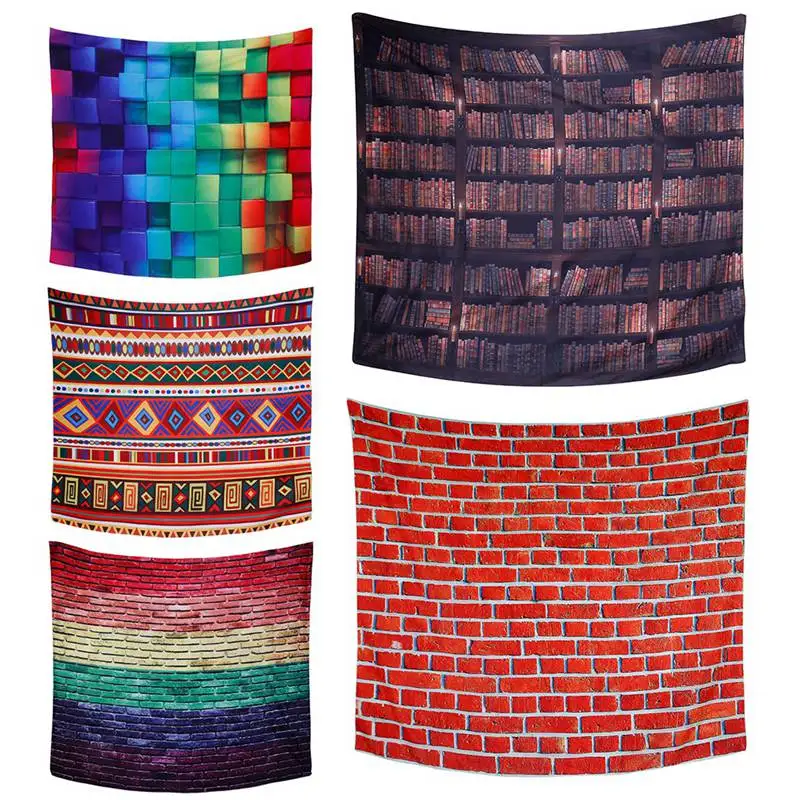 

Quality Geometric Brick Simulation Tapestry Yoga Mat Bedspread Wall Hanging Tapestries Beach Throw Towel Home Decoration P