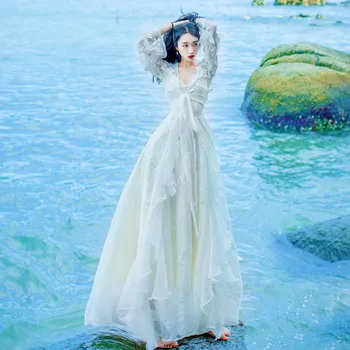 2019 Summer New Women's Long Sleeve V-neck Butterfly Embroidery Maxi Lace Dress Ladies Holiday Beach Dresses Vestidos De Renda
2019 Summer New Women's Long Sleeve V-neck Butterfly Embroidery Maxi Lace Dress Ladies Holiday Beach Dresses Vestidos De Renda