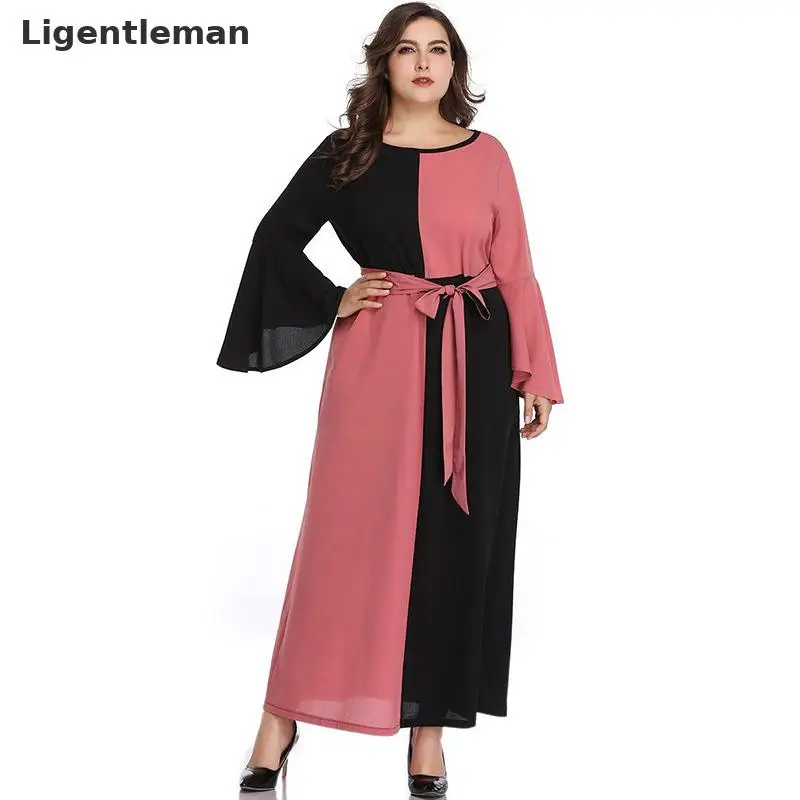 Spring Women Dress Chiffon Full Flare Sleeve Ankle-length Empire O-neck Black Pink Patchwork Ladies Plus Size Dresses 5xl 231
Spring Women Dress Chiffon Full Flare Sleeve Ankle-length Empire O-neck Black Pink Patchwork Ladies Plus Size Dresses 5xl 231