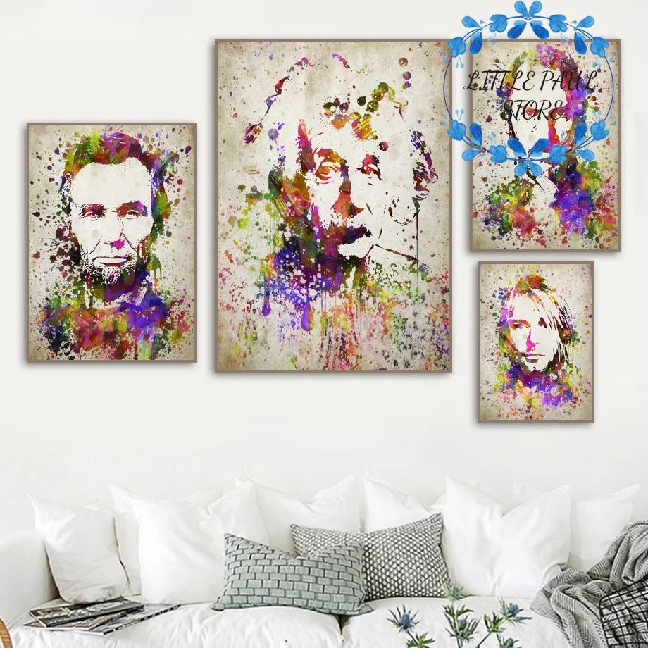 Abraham Albert Einstein Steve Jobs Kurt Cobain Retro Watercolor Art Canvas Poster Wall Picture for Room No Frame
Abraham Albert Einstein Steve Jobs Kurt Cobain Retro Watercolor Art Canvas Poster Wall Picture for Room No Frame