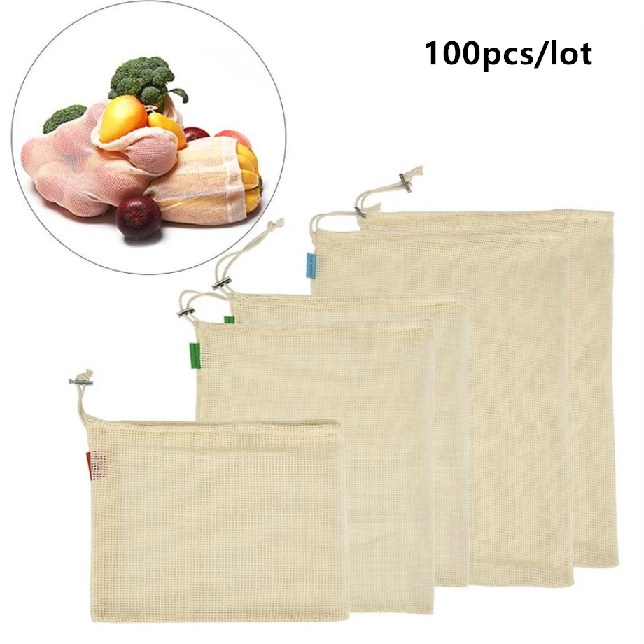 100pcs/lot Cotton Reusable Fruit Vegetable Shopping Mesh Bags Eco-friendly Storage Container Drawstring Machine Washable
100pcs/lot Cotton Reusable Fruit Vegetable Shopping Mesh Bags Eco-friendly Storage Container Drawstring Machine Washable