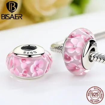 925 Sterling Silver Lovely Pink Flower Pattern European Glass Beads Charms for Girl Fit BISAER Bracelets & Bangles ECZ008
925 Sterling Silver Lovely Pink Flower Pattern European Glass Beads Charms for Girl Fit BISAER Bracelets & Bangles ECZ008