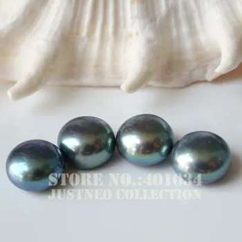 

Genuine Cultured Freshwater Pearls Half Drilled Peacock Green Loose Button Beads 5/6/7/8/9 mm