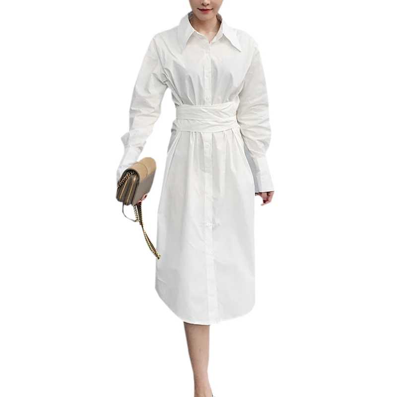 Women Lace-up Belt Shirt Dress Fashion Stripe Long Sleeve High Waist Long Dress Autumn Winter Streetwear Lady Casual Dress 2018
Women Lace-up Belt Shirt Dress Fashion Stripe Long Sleeve High Waist Long Dress Autumn Winter Streetwear Lady Casual Dress 2018