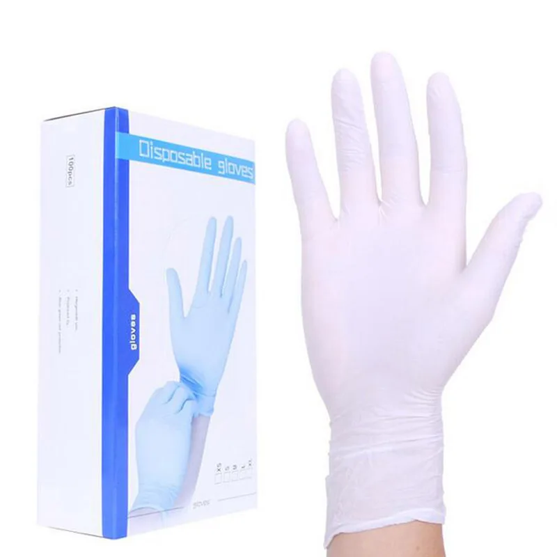 Image 100 Pcs Box White Disposable Gloves Latex For Home Cleaning Cleaning Gloves Universal Disposable Food Gloves