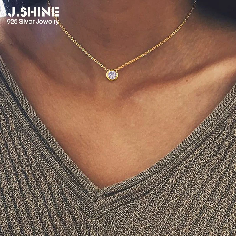 JShine 925 Sterling Silver Necklace CZ Clavicle Chain Simple Round Cubic Zirconia Pendant Necklace for Women Wedding Jewelry
JShine 925 Sterling Silver Necklace CZ Clavicle Chain Simple Round Cubic Zirconia Pendant Necklace for Women Wedding Jewelry