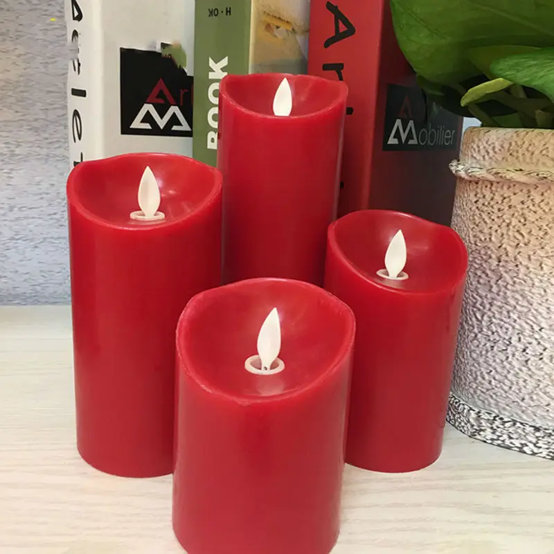 Battery operated flameless swing wick dancing flame red wax led candle for wedding party. home decoration,4 size option
Battery operated flameless swing wick dancing flame red wax led candle for wedding party. home decoration,4 size option