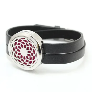 30mm Lotus Flowers Layers Leather Bracelet Stainless Steel Essential Oil Diffusing Magnetics Perfume Locket Diffuser Bracelet
30mm Lotus Flowers Layers Leather Bracelet Stainless Steel Essential Oil Diffusing Magnetics Perfume Locket Diffuser Bracelet