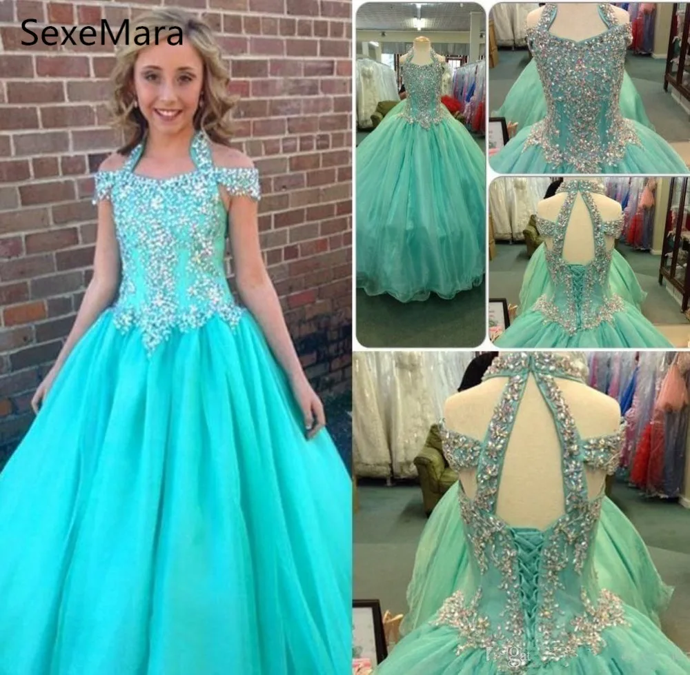 Halter Pageant Dresses For Girls Teens Beaded Flower Girl Dresses For Weddings Junior Glitz First Communion Dress Size 2-14Y
Halter Pageant Dresses For Girls Teens Beaded Flower Girl Dresses For Weddings Junior Glitz First Communion Dress Size 2-14Y