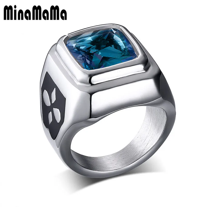 Luxury Mens Vintage Signet Rings Silver Color Stainless Steel Ring Square Imiation Crystal Inlaid Titanium Steel Punk Jewelry
Luxury Mens Vintage Signet Rings Silver Color Stainless Steel Ring Square Imiation Crystal Inlaid Titanium Steel Punk Jewelry