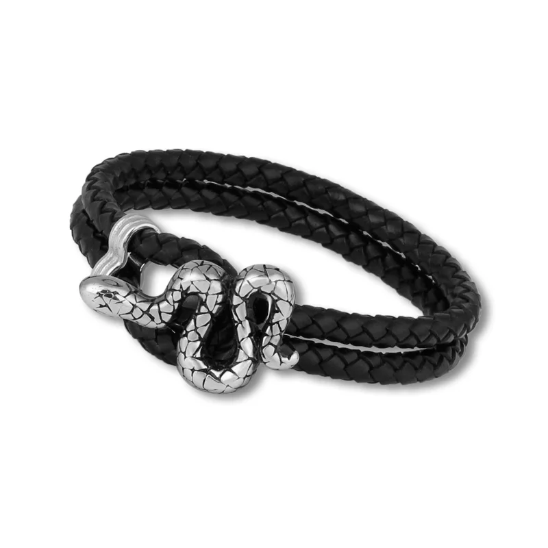 Black Genuine Leather Rope Chain Stainless Steel Snake Bangles Fashion Charm Bracelets For Men Trendy Jewelry New 2016 (A1075)
Black Genuine Leather Rope Chain Stainless Steel Snake Bangles Fashion Charm Bracelets For Men Trendy Jewelry New 2016 (A1075)