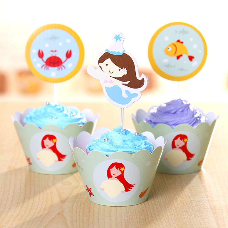 24pcs/pack Happy Birthday Events Party Cake Toppers Girls Favors Baby Shower Decoration Mermaid Princess Theme Cupcake Wrappers
24pcs/pack Happy Birthday Events Party Cake Toppers Girls Favors Baby Shower Decoration Mermaid Princess Theme Cupcake Wrappers