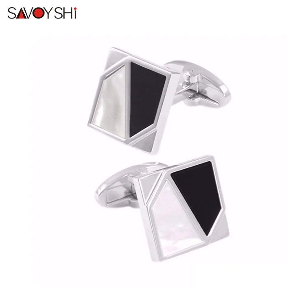 

SAVOYSHI Fashion Shell Cufflinks for Mens Shirt Cuff buttons High Quality Square Cuff links Wedding Gift Brand Jewelry Gemelos