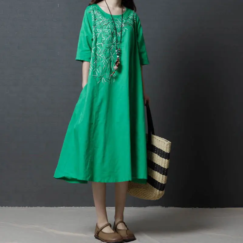 2019 New Summer dress Vintage long Dress Loose cotton Linen embroidered Women dress Vestidos Robe Dresses
2019 New Summer dress Vintage long Dress Loose cotton Linen embroidered Women dress Vestidos Robe Dresses