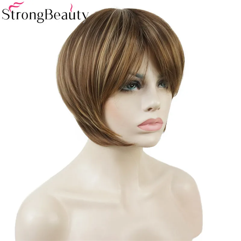 Strong Beauty Short Straight Wig Women Brown with Blonde Highlights Synthetic Hair Heat Resistant Natural Wigs
Strong Beauty Short Straight Wig Women Brown with Blonde Highlights Synthetic Hair Heat Resistant Natural Wigs