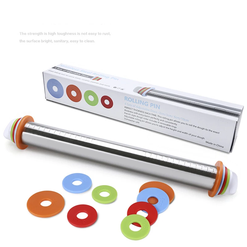 Retail 17-inch adjustable stainless steel rolling pin adjustable thickness scale rolling pin dough material kneading tool AB346
Retail 17-inch adjustable stainless steel rolling pin adjustable thickness scale rolling pin dough material kneading tool AB346
