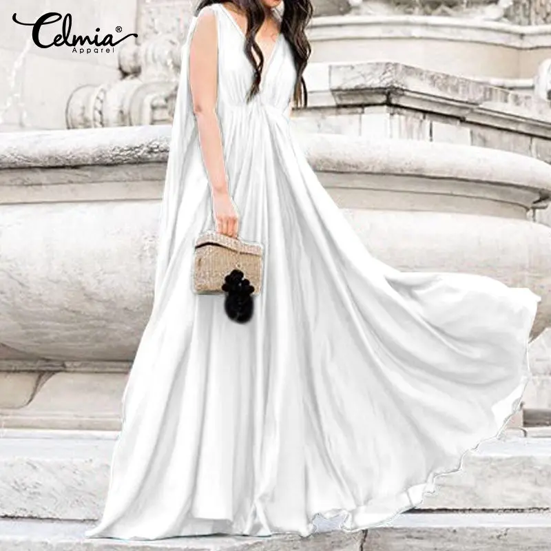5XL Bohemian Dress Celmia 2019 Women Summer Maxi Long Dress Casual Sexy V-neck Sleeveless Ruffle Swing Party Vestidos Robe Femme
5XL Bohemian Dress Celmia 2019 Women Summer Maxi Long Dress Casual Sexy V-neck Sleeveless Ruffle Swing Party Vestidos Robe Femme