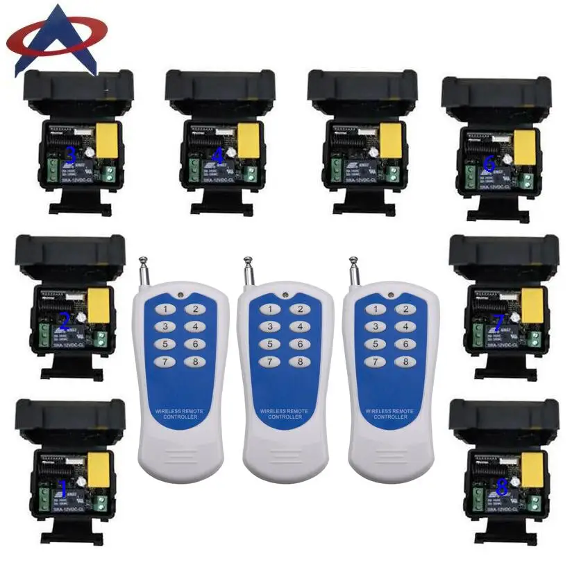 RF mini Wireless Remote Control AC 220 V 1 channel 8 Receiver & 3 transmitter effective distance 100M
RF mini Wireless Remote Control AC 220 V 1 channel 8 Receiver & 3 transmitter effective distance 100M