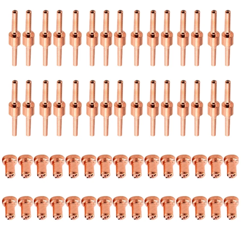 

100Pcs Red Copper Extended Long Plasma Cutter Tip Electrodes Nozzles Kit Mayitr Consumable For Pt31 Lg40 40A Cutting Welder To