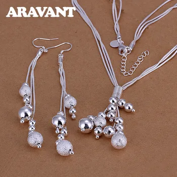 Silver 925 Jewelry Set Multi Layers Scrub Smooth Beads Necklace Drop Earrings For Women Fashion Wedding Jewelry
Silver 925 Jewelry Set Multi Layers Scrub Smooth Beads Necklace Drop Earrings For Women Fashion Wedding Jewelry