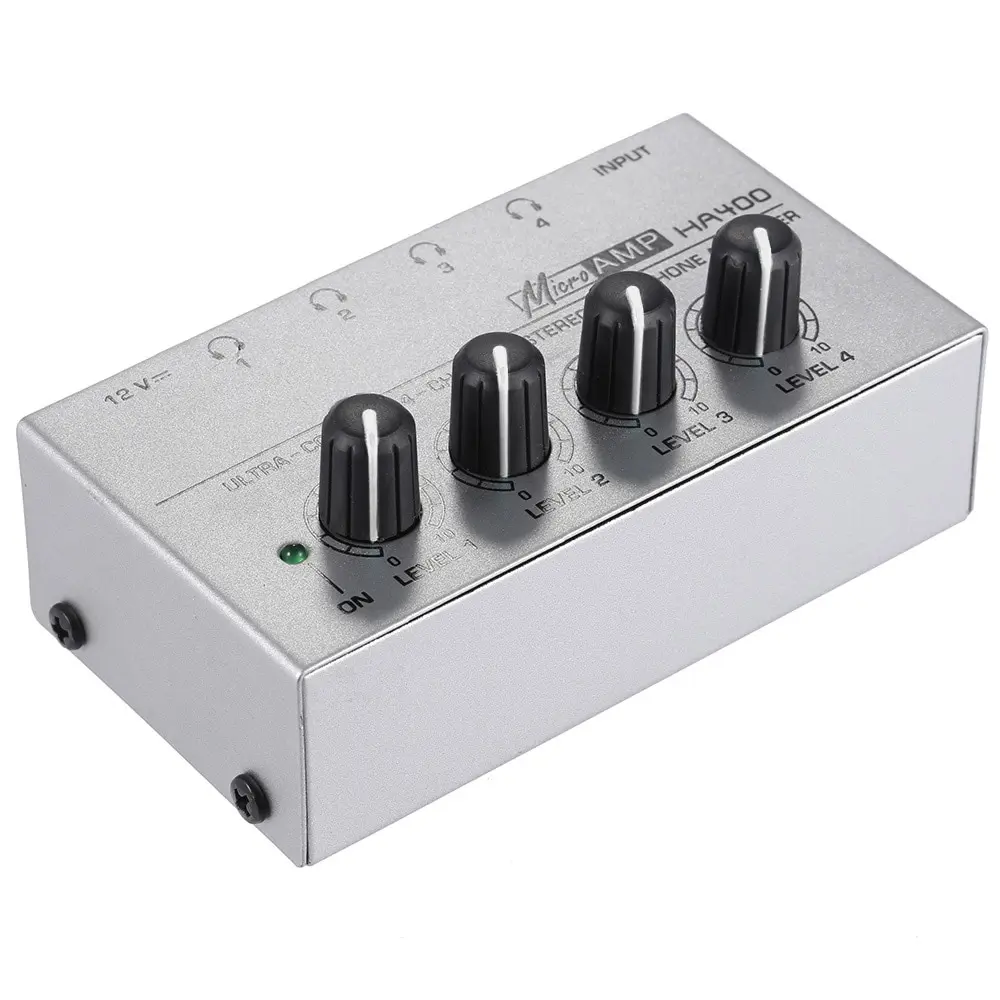 Muslady HA400 Ultra-compact 4 Channels Mini Audio Stereo Headphone Amplifier with Power Adapter
Muslady HA400 Ultra-compact 4 Channels Mini Audio Stereo Headphone Amplifier with Power Adapter
