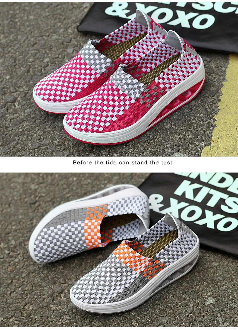 2019 Spring women sneakers flat woven shoes women platform sneakers shoes ladies wedge shoes female walking shoes (3)