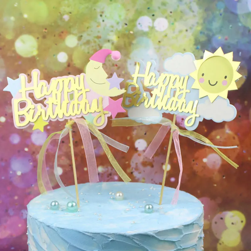 Sun moon Cake Toppers Happy Birthday Cake Top Flags Glitter Cake Topper Decorations for Birthday Wedding Supplies
Sun moon Cake Toppers Happy Birthday Cake Top Flags Glitter Cake Topper Decorations for Birthday Wedding Supplies