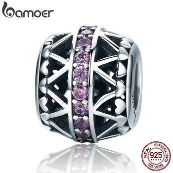 BAMOER Romantic 100% 925 Sterling Silver Geometric Pink Crystal Stone heart Beads fit Charm Bracelet Women Jewelry Gift SCC215
BAMOER Romantic 100% 925 Sterling Silver Geometric Pink Crystal Stone heart Beads fit Charm Bracelet Women Jewelry Gift SCC215