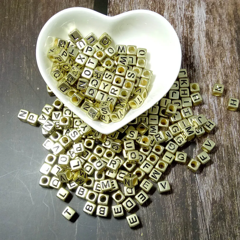 10pcs Gold color Square 6mm English letters Mixed Alphabet Letter Beads Charms Bracelet Necklace For Jewelry Making DIY Accessor
10pcs Gold color Square 6mm English letters Mixed Alphabet Letter Beads Charms Bracelet Necklace For Jewelry Making DIY Accessor