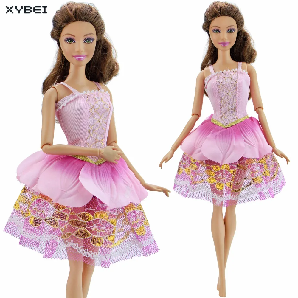 Handmade Pink Outfit Elegant Princess Dress Wedding Party Gown Lace Skirt Clothes For Barbie Doll Accessories Kids Girl Toy | Игрушки и